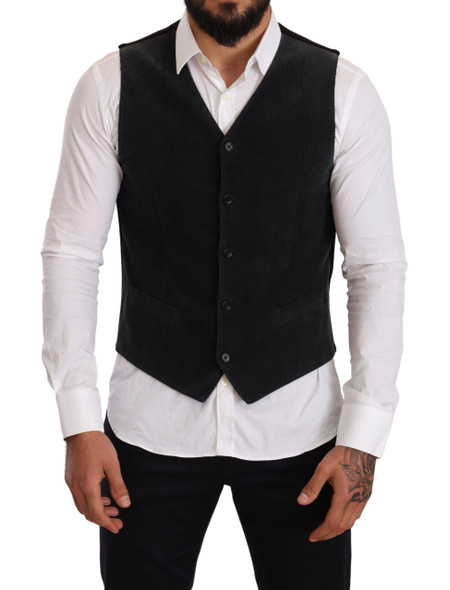 Black Cotton Single Breasted Waistcoat Black Cotton Single Breasted Waistcoat