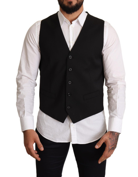 Dolce & Gabbana Black Wool Formal Waistcoat Dress Dolce & Gabbana Black Wool Formal Waistcoat Dress