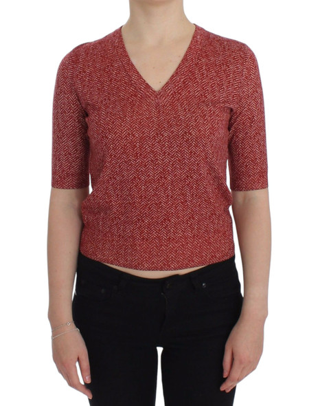 Red Wool Tweed Short Sleeve Sweater Pullover Red Wool Tweed Short Sleeve Sweater Pullover