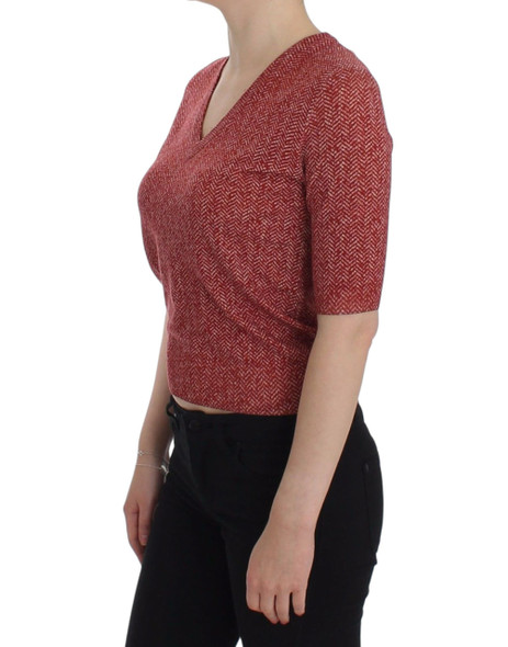 Red Wool Tweed Short Sleeve Sweater Pullover Red Wool Tweed Short Sleeve Sweater Pullover