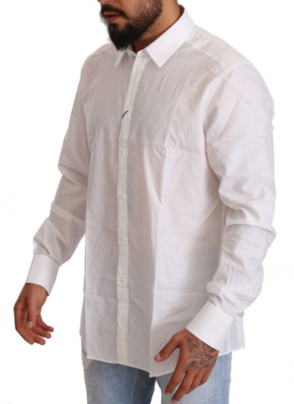 Dolce & Gabbana White Cotton Slim Fit Men MARTINI Shirt Dolce & Gabbana White Cotton Slim Fit Men MARTINI Shirt