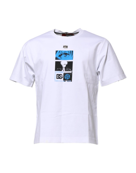 Dolce & Gabbana White Cotton Crew Neck Graphic Print T-shirt Dolce & Gabbana White Cotton Crew Neck Graphic Print T-shirt