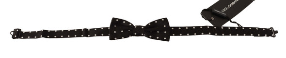 Black White Polka Dot Silk Adjustable Neck Papillon Bow Tie Black White Polka Dot Silk Adjustable Neck Papillon Bow Tie