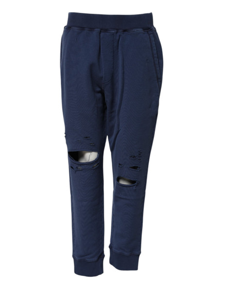 Dsquared² Blue Cotton Mid Waisted Jogger Pants Dsquared² Blue Cotton Mid Waisted Jogger Pants