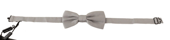 Dolce & Gabbana Silver Gray 100% Silk Adjustable Neck Papillon Bow Tie Dolce & Gabbana Silver Gray 100% Silk Adjustable Neck Papillon Bow Tie