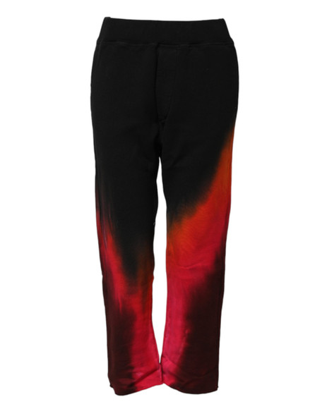 Dsquared² Black Red Cotton Straight Fit Jogger Pants Dsquared² Black Red Cotton Straight Fit Jogger Pants