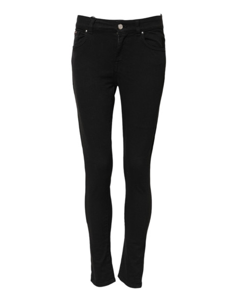 Dolce & Gabbana Black Cotton Skinny Mid Waist Denim Jeans Dolce & Gabbana Black Cotton Skinny Mid Waist Denim Jeans
