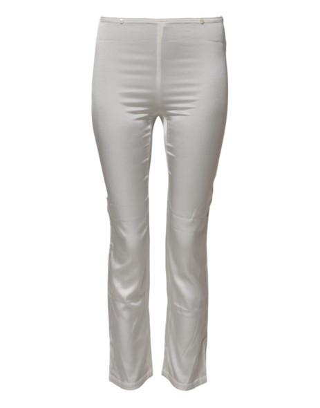 Dolce & Gabbana Ivory Silk Tapered High Waist Pants Dolce & Gabbana Ivory Silk Tapered High Waist Pants