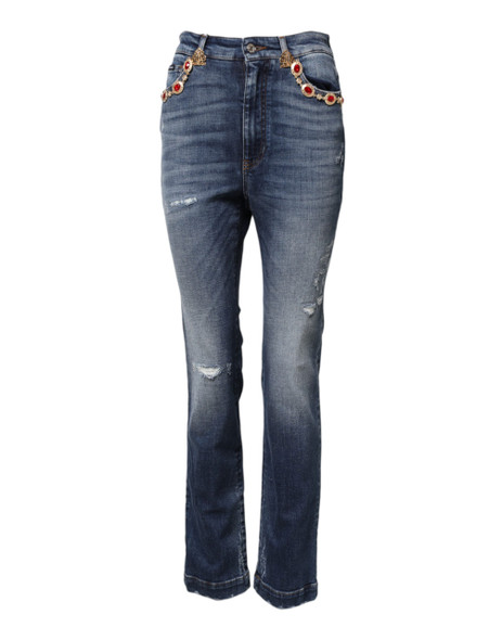 Dolce & Gabbana Blue Rhinestone Embellished Denim Jeans Dolce & Gabbana Blue Rhinestone Embellished Denim Jeans
