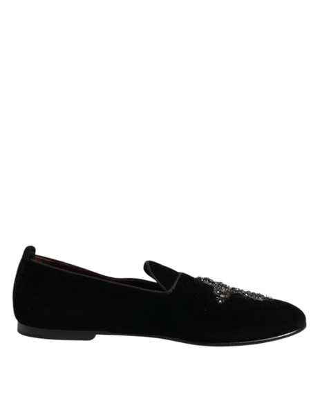 Black Velvet Crystal Crown Formal Dress Shoes Black Velvet Crystal Crown Formal Dress Shoes