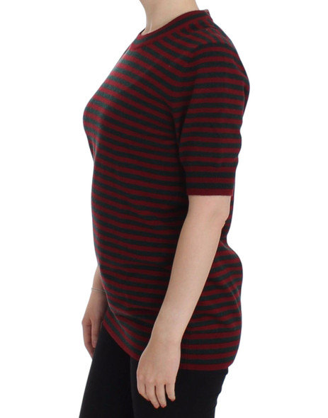 Dolce & Gabbana Red Gray Cashmere Short Sleeve Sweater Dolce & Gabbana Red Gray Cashmere Short Sleeve Sweater