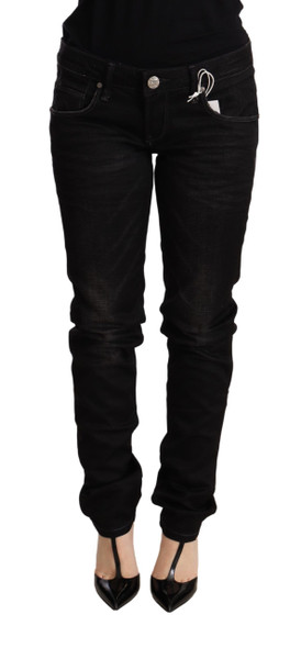Acht Black Low Waist Skinny Denim Cotton Trouser Acht Black Low Waist Skinny Denim Cotton Trouser