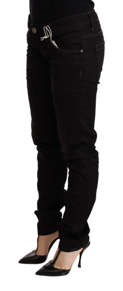 Acht Black Low Waist Skinny Denim Cotton Trouser Acht Black Low Waist Skinny Denim Cotton Trouser