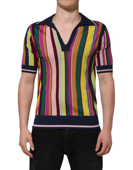Dolce & Gabbana Multicolor Stripes Collared Men Polo T-shirt Dolce & Gabbana Multicolor Stripes Collared Men Polo T-shirt