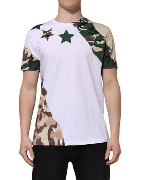 Dolce & Gabbana White Camouflage Cotton Men Crew Neck T-shirt Dolce & Gabbana White Camouflage Cotton Men Crew Neck T-shirt