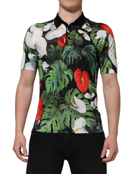 Dolce & Gabbana Multicolor Floral Silk Collared Polo T-shirt Dolce & Gabbana Multicolor Floral Silk Collared Polo T-shirt