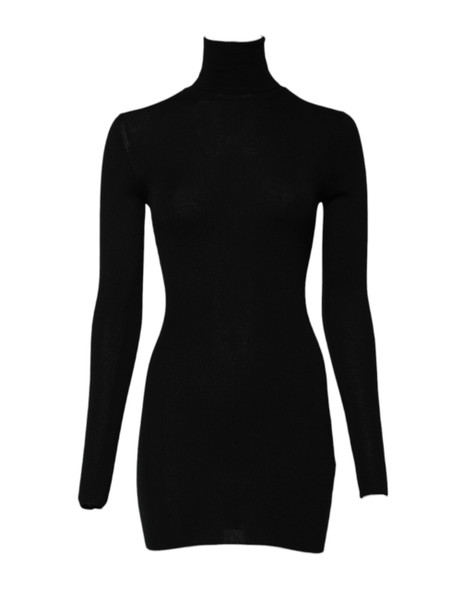Dolce & Gabbana Black Long Sleeves Turtle Neck Mini Dress Dolce & Gabbana Black Long Sleeves Turtle Neck Mini Dress