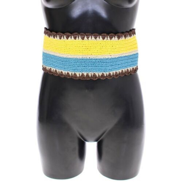Yellow Striped Wide Waist Raffia Belt Yellow Striped Wide Waist Raffia Belt