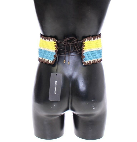 Yellow Striped Wide Waist Raffia Belt Yellow Striped Wide Waist Raffia Belt