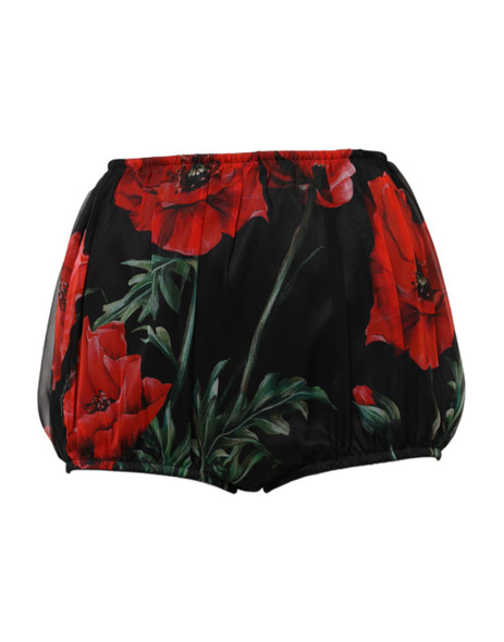 Dolce & Gabbana Black Floral High Waist Women Hot Pants Shorts Dolce & Gabbana Black Floral High Waist Women Hot Pants Shorts