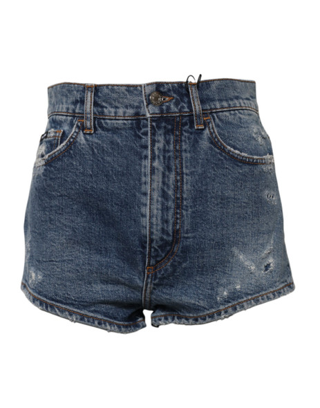 Dolce & Gabbana Blue Tattered Denim Cotton Hot Pants Shorts Dolce & Gabbana Blue Tattered Denim Cotton Hot Pants Shorts