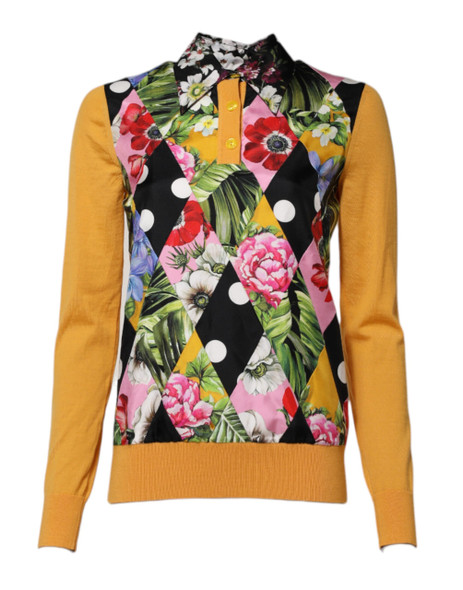 Dolce & Gabbana Multicolor Floral Long Sleeves Polo Top Dolce & Gabbana Multicolor Floral Long Sleeves Polo Top