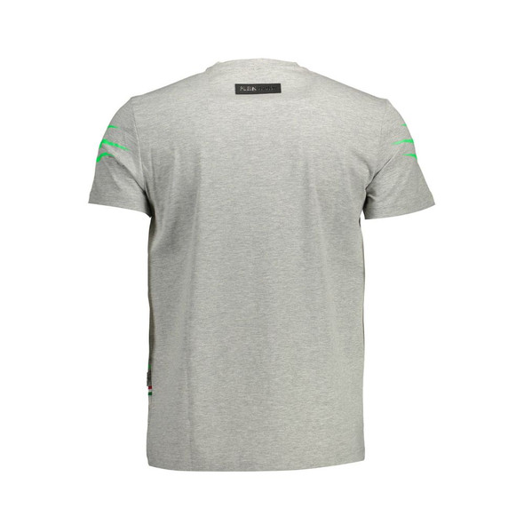 Plein Sport Gray Cotton Men T-Shirt PL-11179-FBB-386 Plein Sport Gray Cotton Men T-Shirt PL-11179-FBB-386