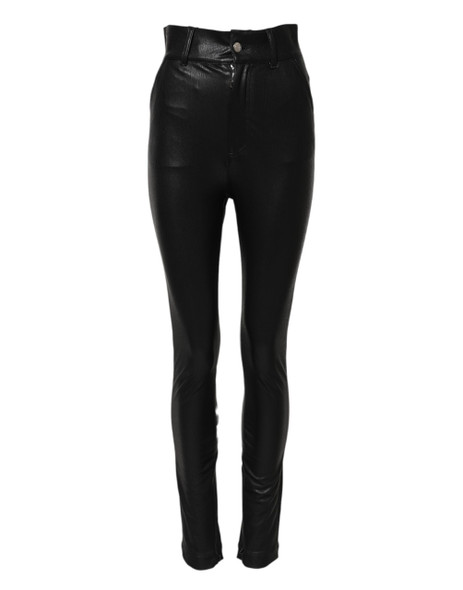 Dolce & Gabbana Black Leather High Waist Slim Fit Pants Dolce & Gabbana Black Leather High Waist Slim Fit Pants