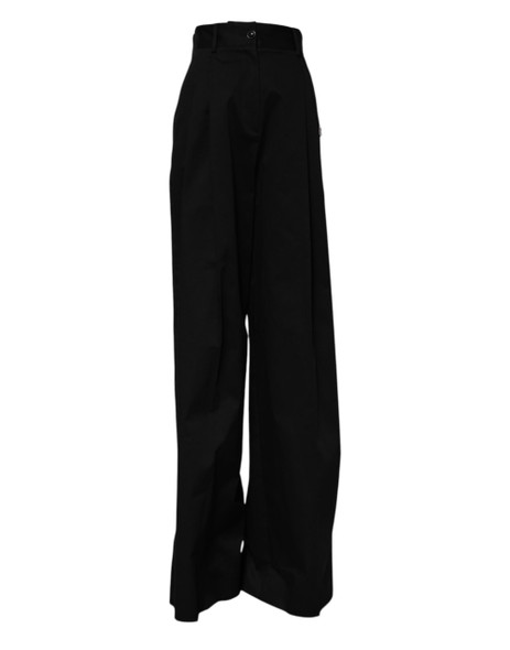 Dolce & Gabbana Black Cotton HighWaist Wide Leg Pants Dolce & Gabbana Black Cotton HighWaist Wide Leg Pants