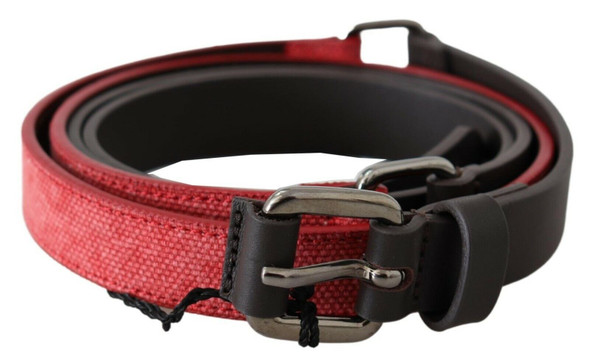 Red Brown Leather Silver Logo Buckle Waist Belt Red Brown Leather Silver Logo Buckle Waist Belt