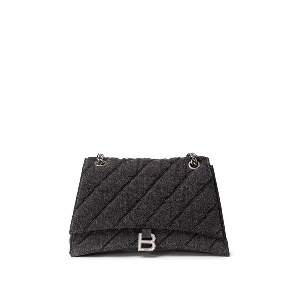 Black Fabric And Leather Shoulder Bag Black Fabric And Leather Shoulder Bag