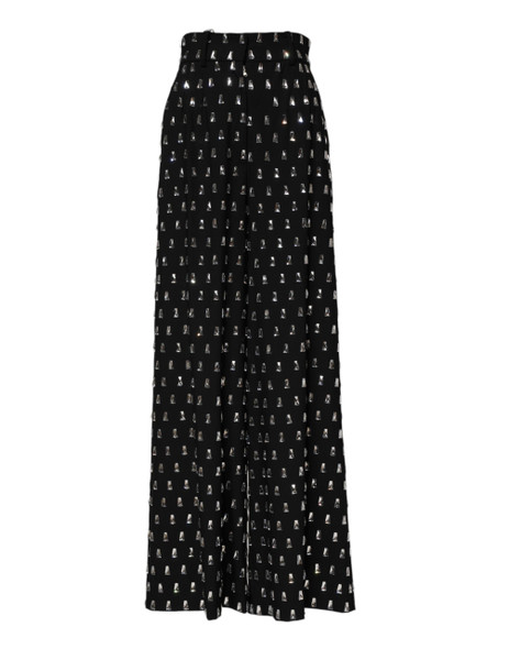 Dolce & Gabbana Black Crystal Embellished Wide Leg Pants Dolce & Gabbana Black Crystal Embellished Wide Leg Pants