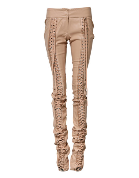Beige Lace Details Mid Waist Skinny Pants Beige Lace Details Mid Waist Skinny Pants