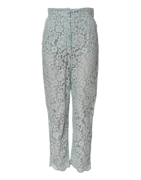 Dolce & Gabbana Mint Green Cotton Floral Lace Trousers Pants Dolce & Gabbana Mint Green Cotton Floral Lace Trousers Pants