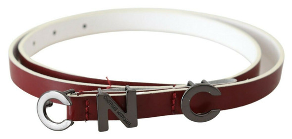 Costume National Maroon Leather Logo Skinny Fashion Costume National Maroon Leather Logo Skinny Fashion