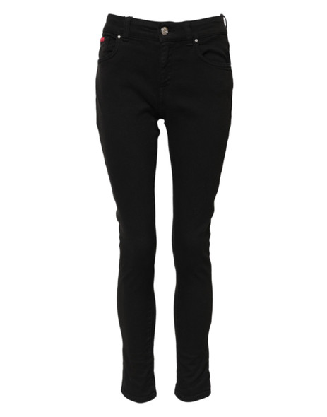 Dolce & Gabbana Black Cotton Logo Skinny Mid Waist Denim Jeans PAN75955 Dolce & Gabbana Black Cotton Logo Skinny Mid Waist Denim Jeans PAN75955