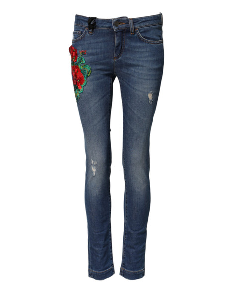 Dolce & Gabbana Blue Cotton Low Waist Skinny Denim Jeans Dolce & Gabbana Blue Cotton Low Waist Skinny Denim Jeans