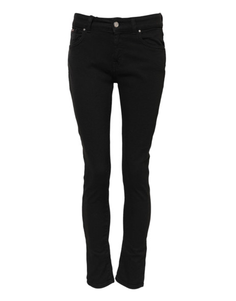 Dolce & Gabbana Black Cotton Logo Skinny Mid Waist Denim Jeans PAN75980 Dolce & Gabbana Black Cotton Logo Skinny Mid Waist Denim Jeans PAN75980