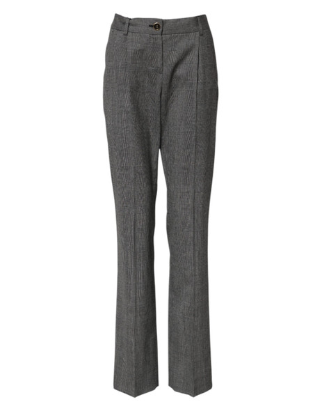 Dolce & Gabbana Gray Checkered High Waist Flared Pants Dolce & Gabbana Gray Checkered High Waist Flared Pants