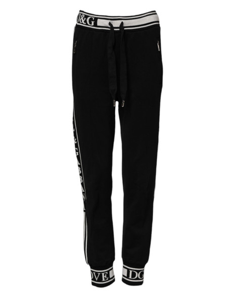 Dolce & Gabbana Black Cotton Jogger Logo Waist Pants Dolce & Gabbana Black Cotton Jogger Logo Waist Pants