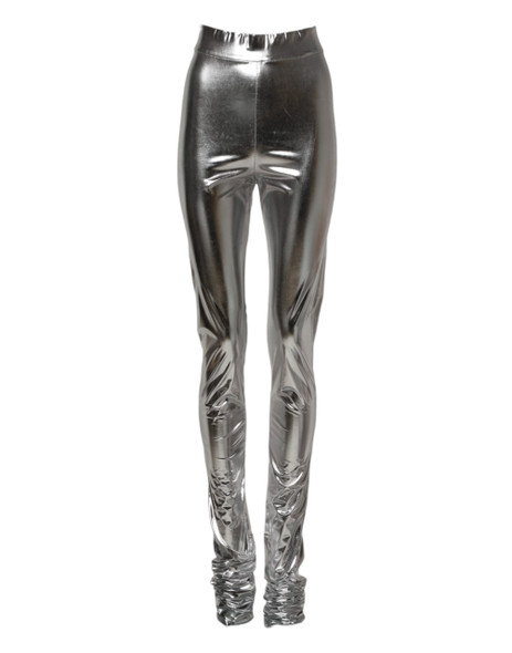 Dolce & Gabbana Metallic Silver Polyester Slim Fit Leggings Pants Dolce & Gabbana Metallic Silver Polyester Slim Fit Leggings Pants