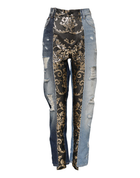 Dolce & Gabbana Multicolor Patchwork Tapered Denim Jeans Dolce & Gabbana Multicolor Patchwork Tapered Denim Jeans