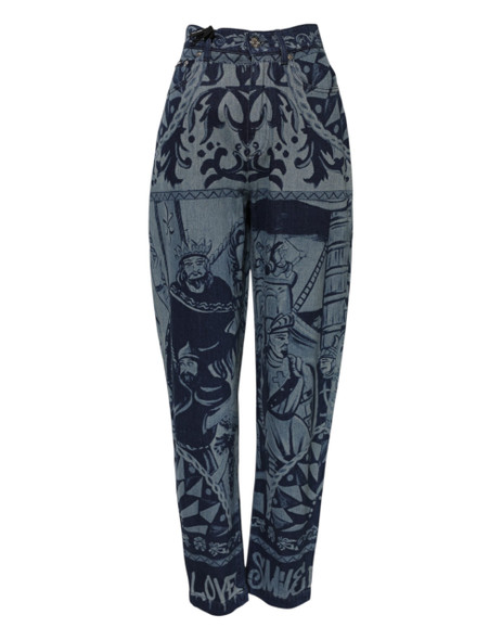 Dolce & Gabbana Blue Graphic Print Tapered Denim Jeans Dolce & Gabbana Blue Graphic Print Tapered Denim Jeans