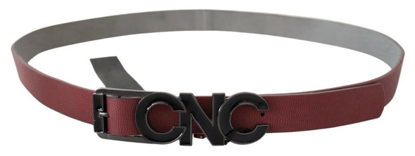 Costume National Maroon Skinny Leather Logo Fashion Belt Costume National Maroon Skinny Leather Logo Fashion Belt