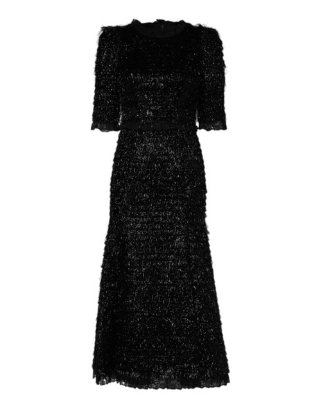 Dolce & Gabbana Metallic Black Polyester A-line Midi Dress Dolce & Gabbana Metallic Black Polyester A-line Midi Dress