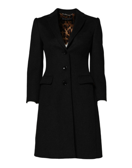 Dolce & Gabbana Black Wool Long Sleeves Trench Coat Jacket Dolce & Gabbana Black Wool Long Sleeves Trench Coat Jacket