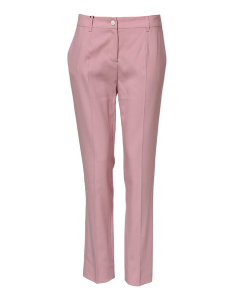 Dolce & Gabbana Pink Wool Mid Waist Tapered Pants PAN72297 Dolce & Gabbana Pink Wool Mid Waist Tapered Pants PAN72297