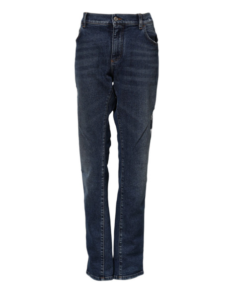 Dolce & Gabbana Blue Cotton Mid Waisted Straight Denim Jeans Dolce & Gabbana Blue Cotton Mid Waisted Straight Denim Jeans