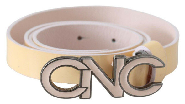 Costume National Beige Leather Pink Letter Logo Belt Costume National Beige Leather Pink Letter Logo Belt
