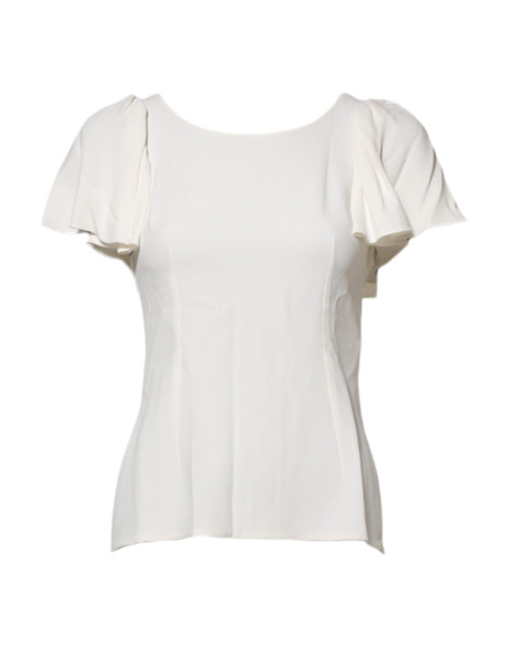 Dolce & Gabbana White Round Neck Short Sleeves Blouse Top Dolce & Gabbana White Round Neck Short Sleeves Blouse Top